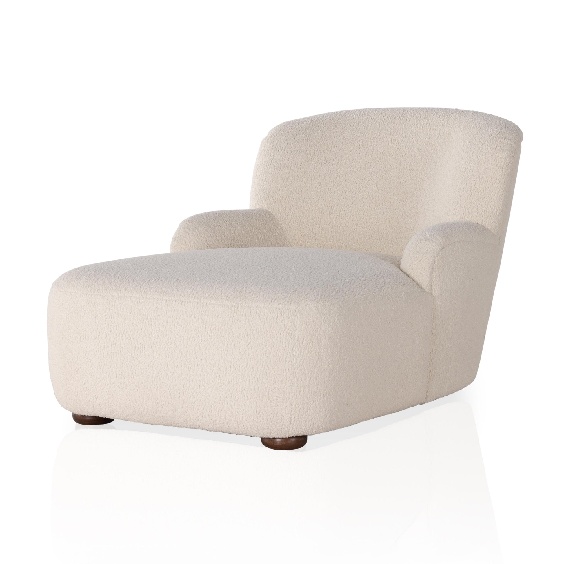 Ruby Chaise Lounge in almond front view angled