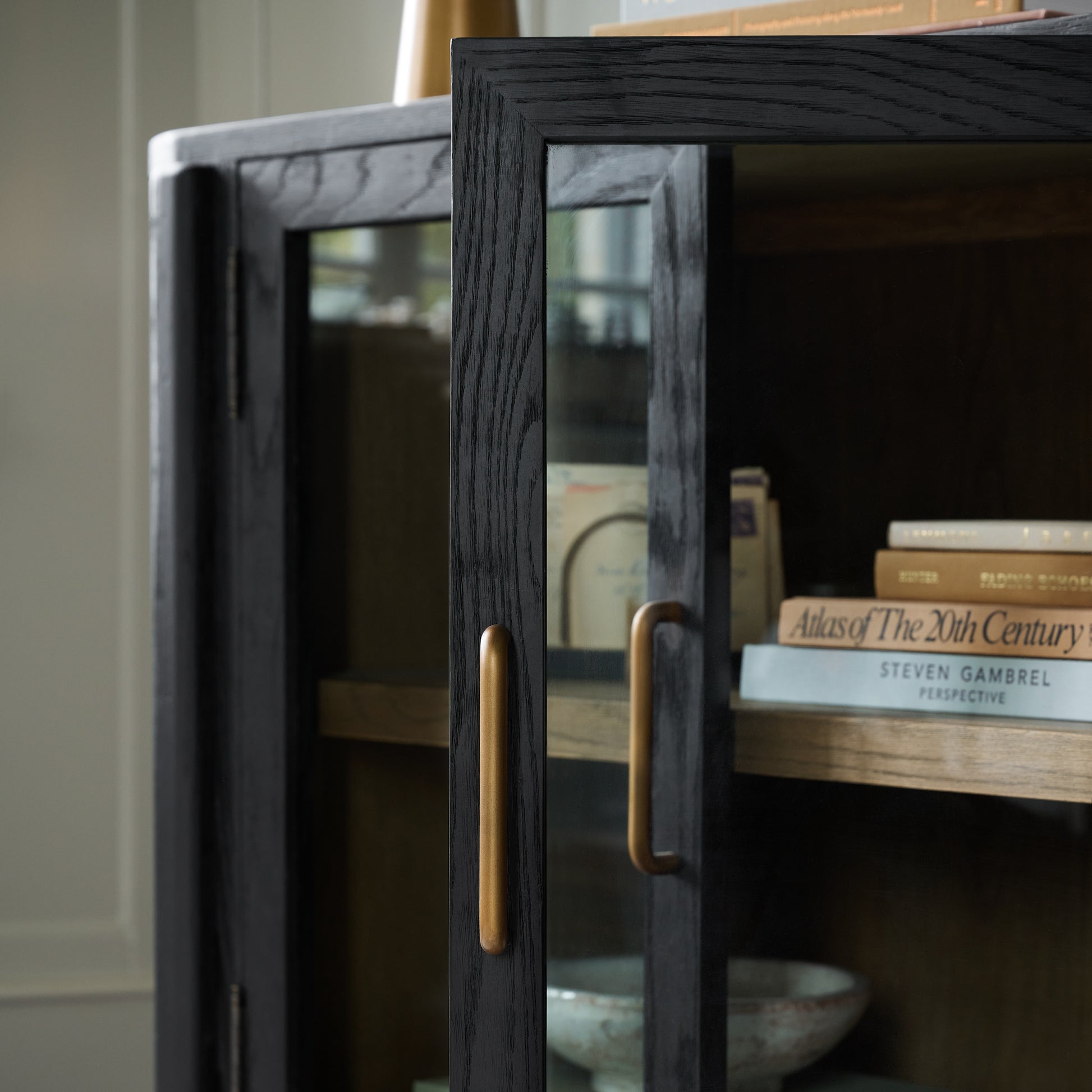 Close up of Belmont Sideboard doors open in a room setting