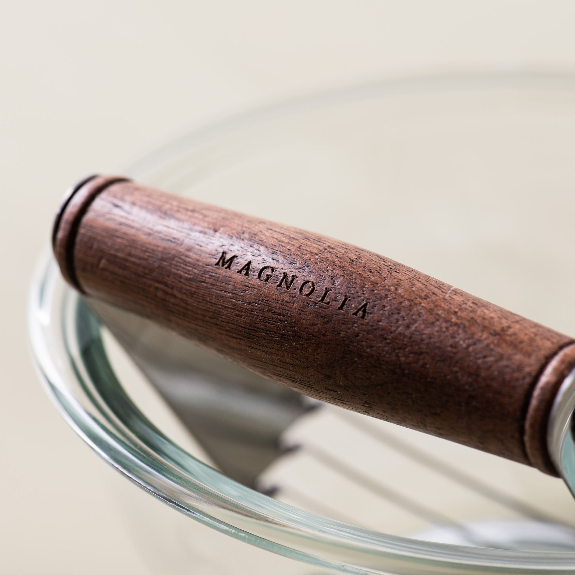 stainless steel pastry blender with walnut wood handle