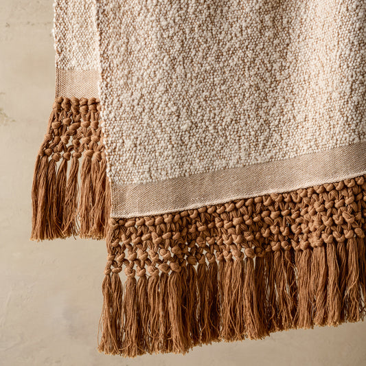 Close up of tassels on Adobe Tassel Throw