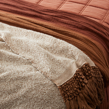 Adobe Tassel Throw on rustic clay cotton oversized throw