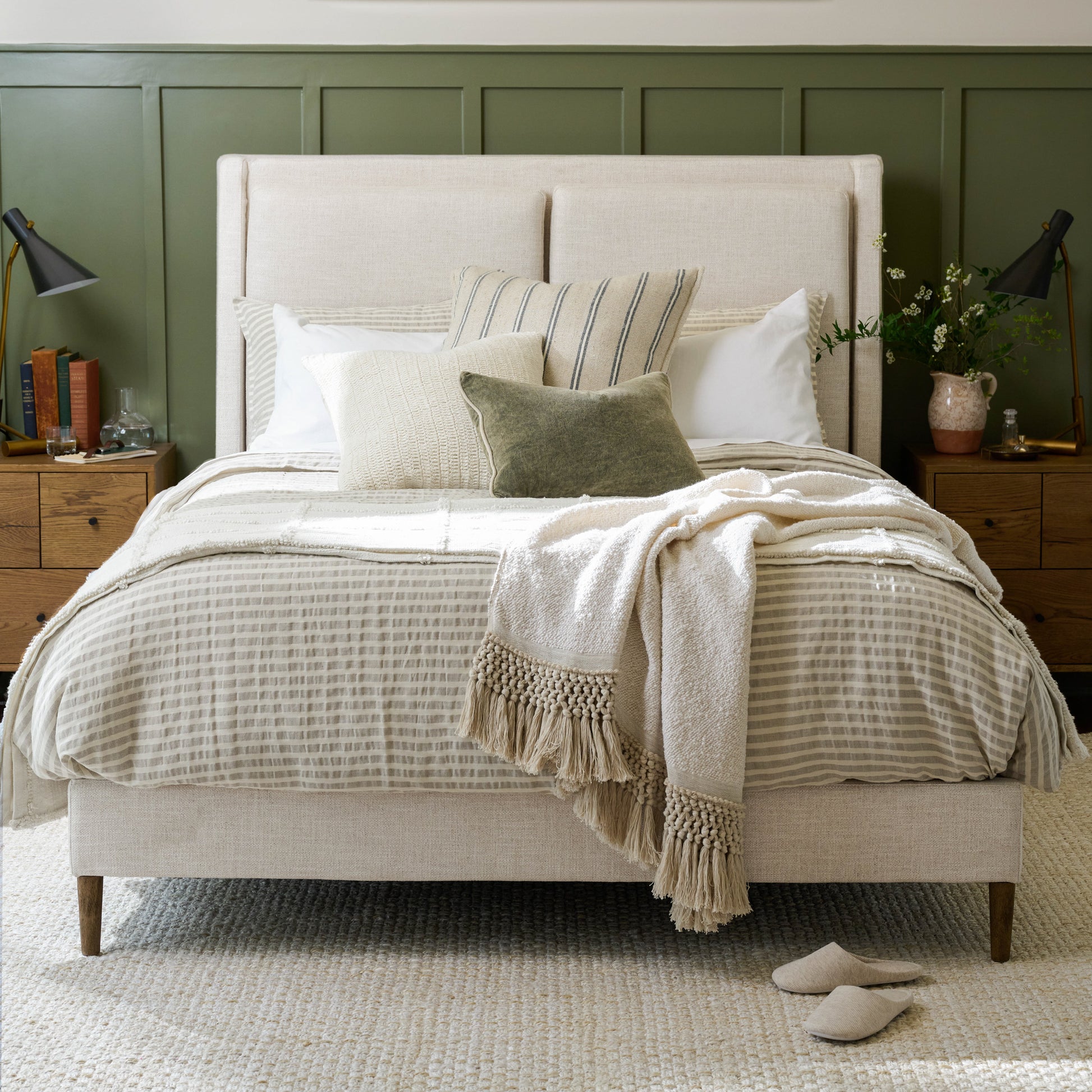 Angora Tassel Throw on the foot of a bed