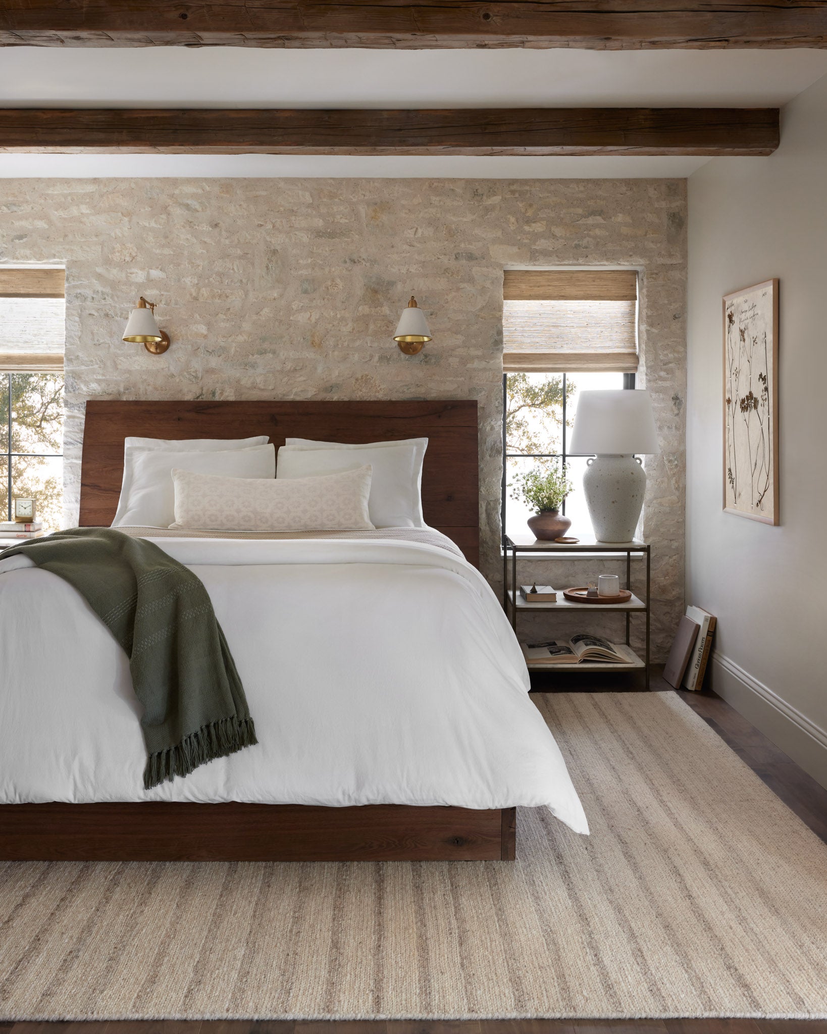 Ashby Oatmeal Sand Rug in bedroom