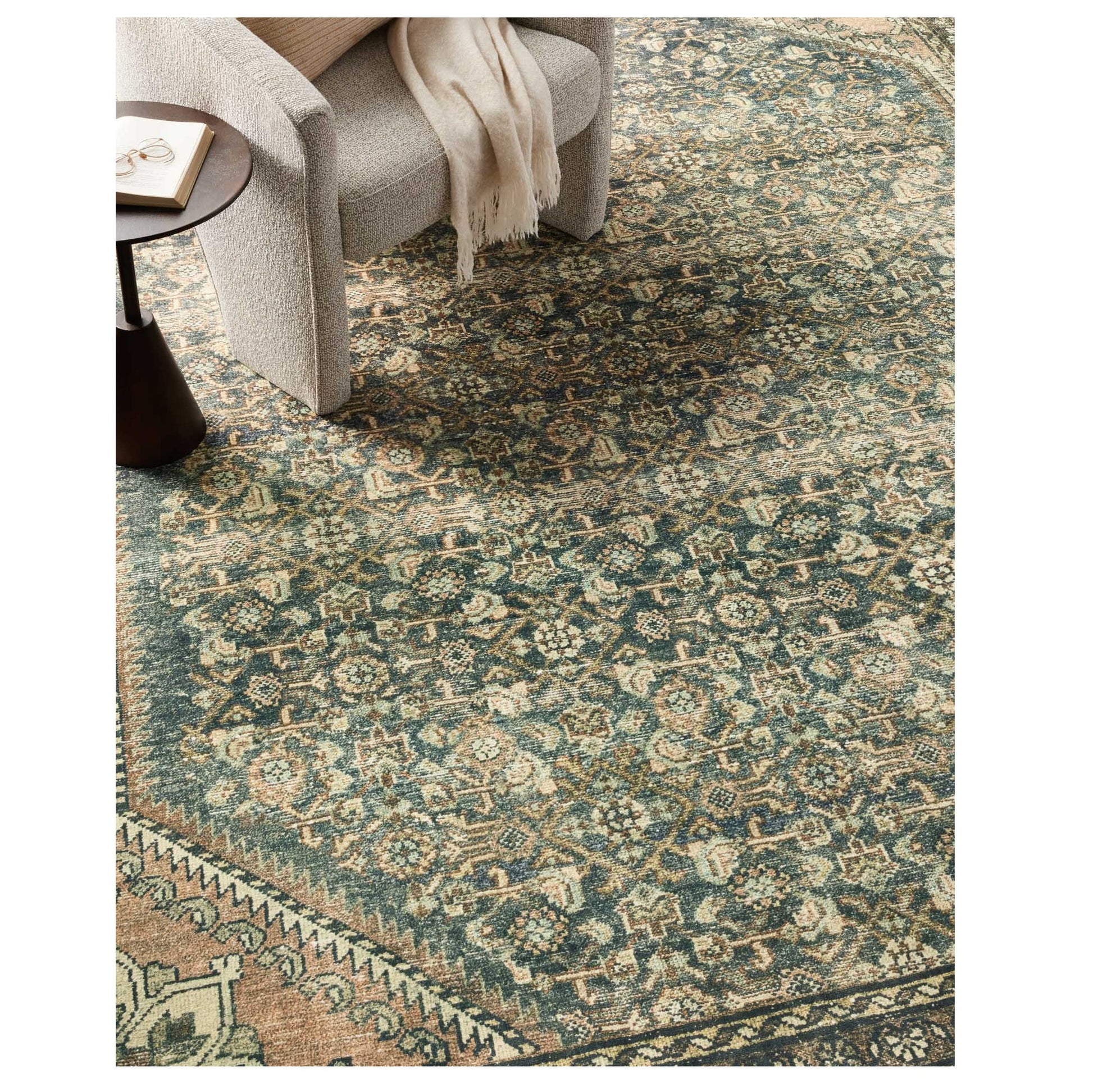 Banks Denim Clay Rug under a chair and table