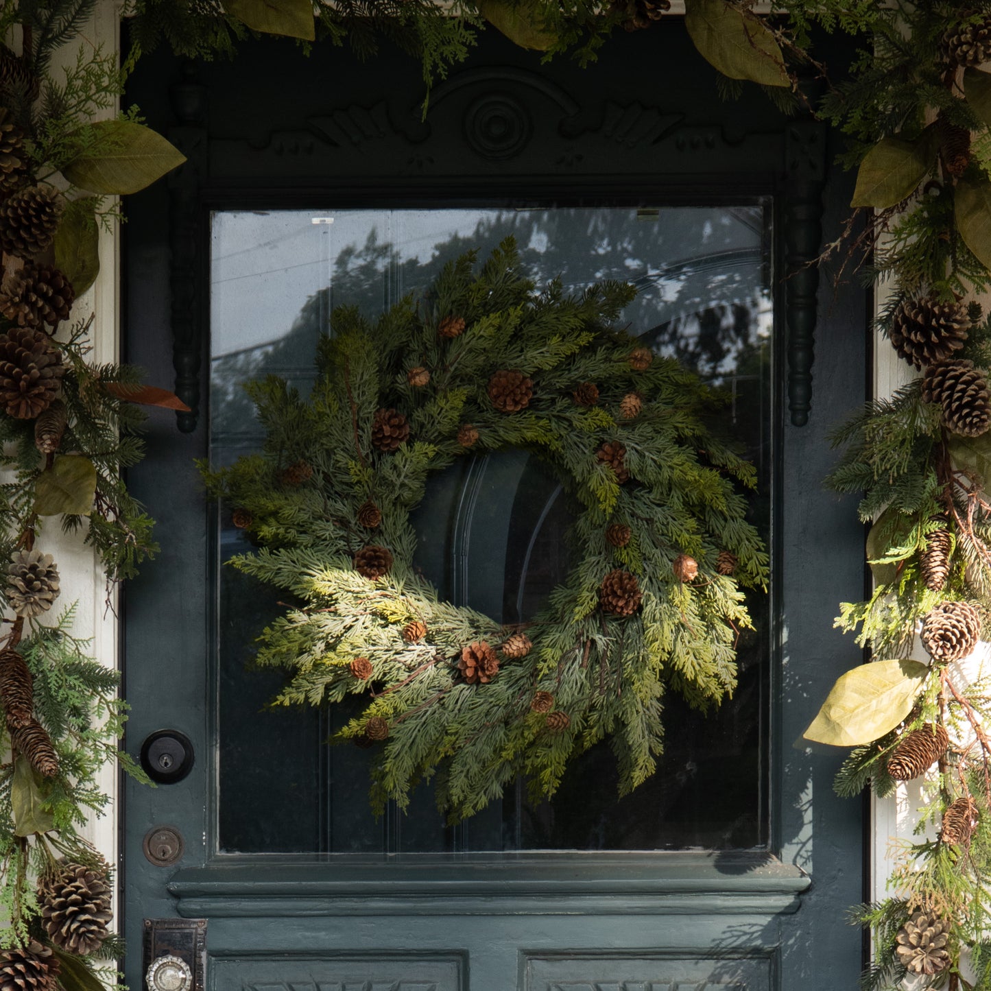 magnolia maeve pine wreath with pinecones