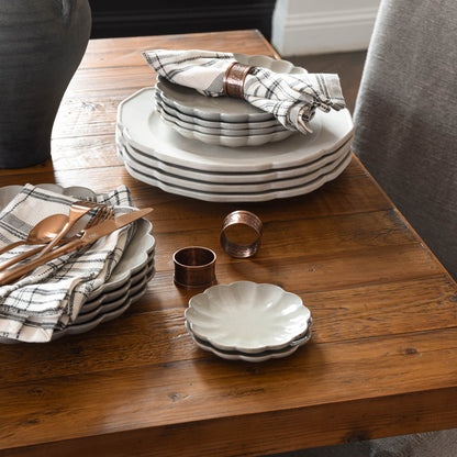 magnolia scalloped stoneware plate in grey