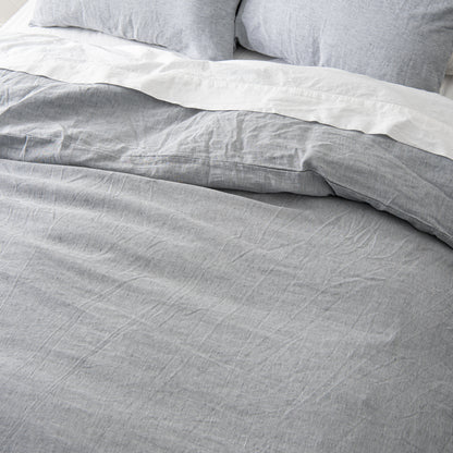 magnolia linen cotton duvet cover bedding in charcoal stripe