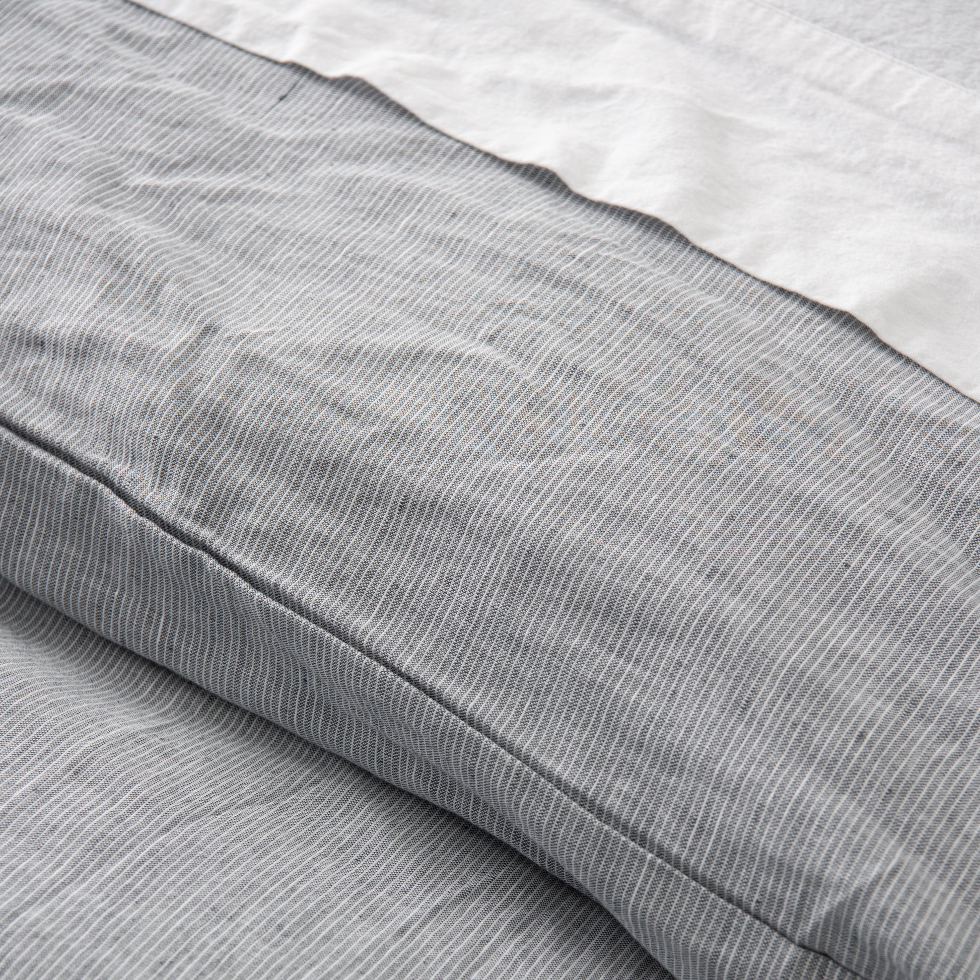 magnolia linen cotton duvet cover bedding in charcoal stripe