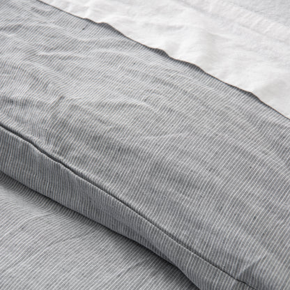 magnolia linen cotton duvet cover bedding in charcoal stripe
