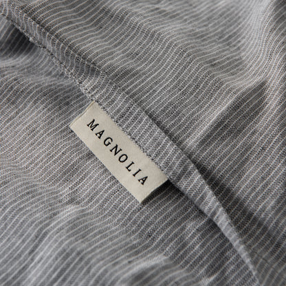 magnolia linen cotton duvet cover bedding in charcoal stripe