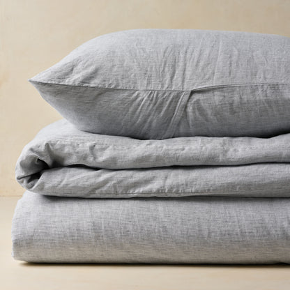 Charcoal Stripe Linen Cotton Duvet Cover