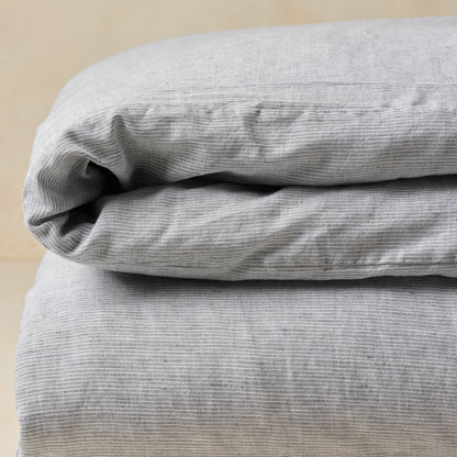 Charcoal Stripe Linen Cotton Duvet Cover