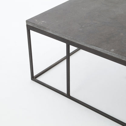 modern metal coffee table with slate top