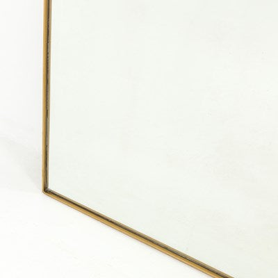 large rectangular brass framed floor mirror