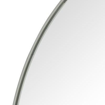 large steel framed round mirror