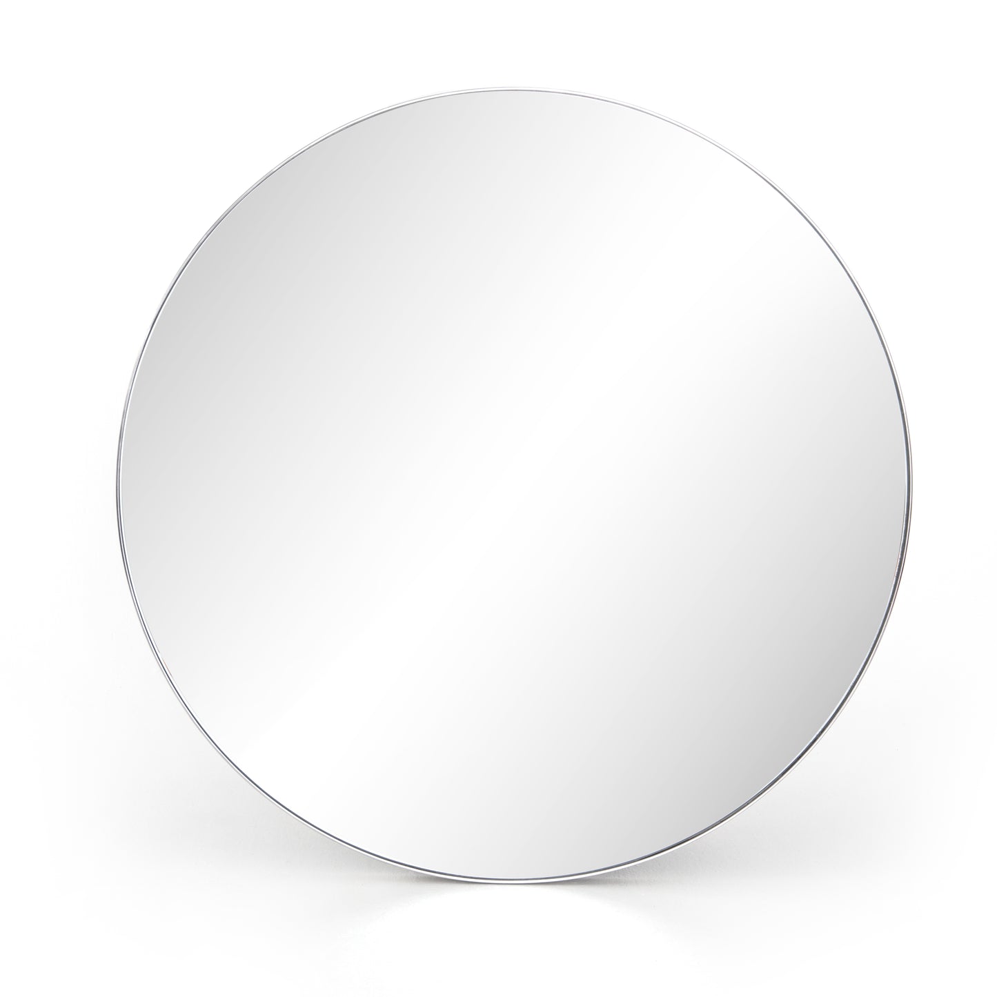 large steel framed round mirror