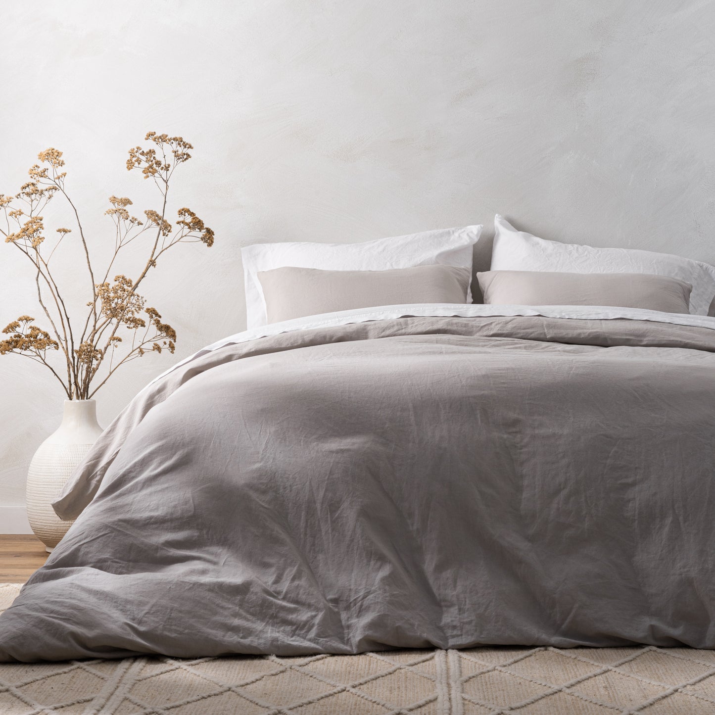 magnolia linen cotton duvet cover bedding in dove grey