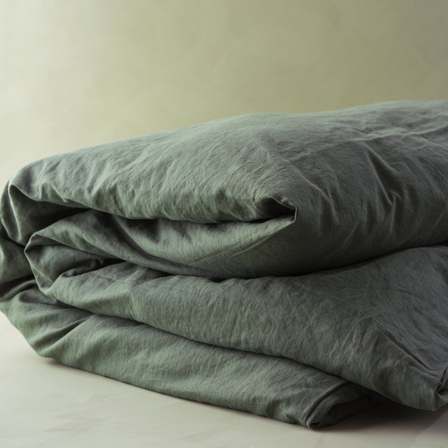 magnolia linen cotton duvet cover bedding in dusty green