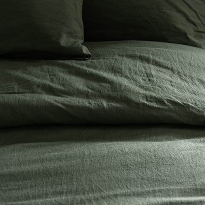 Dusty Green Linen Cotton Duvet Cover