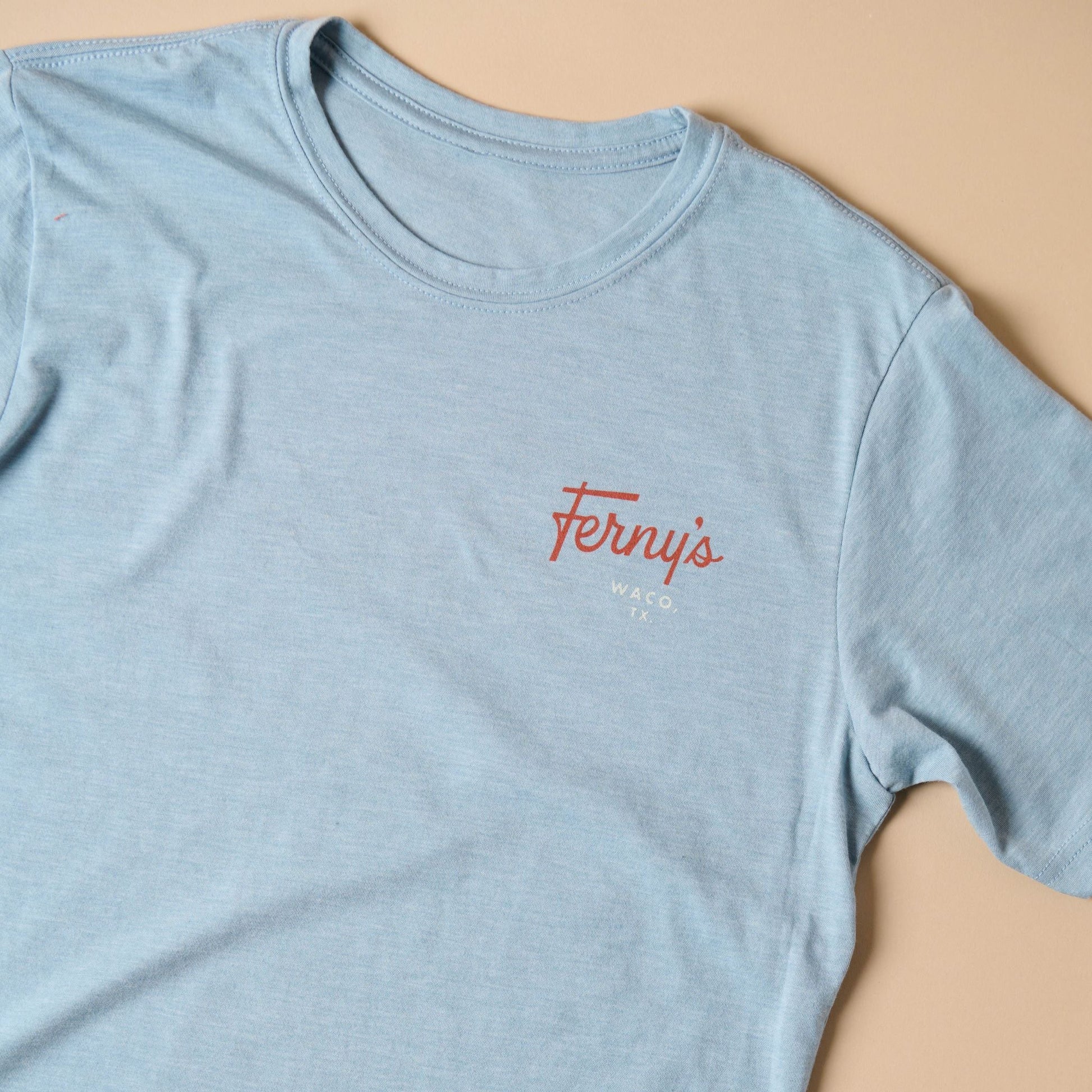 Ferny's Light Blue and Brown Graphic T-Shirt
