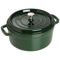 Staub 5.5 quart round cast iron dutch oven in basil green