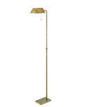 brass metal library floor lamp with pull chain