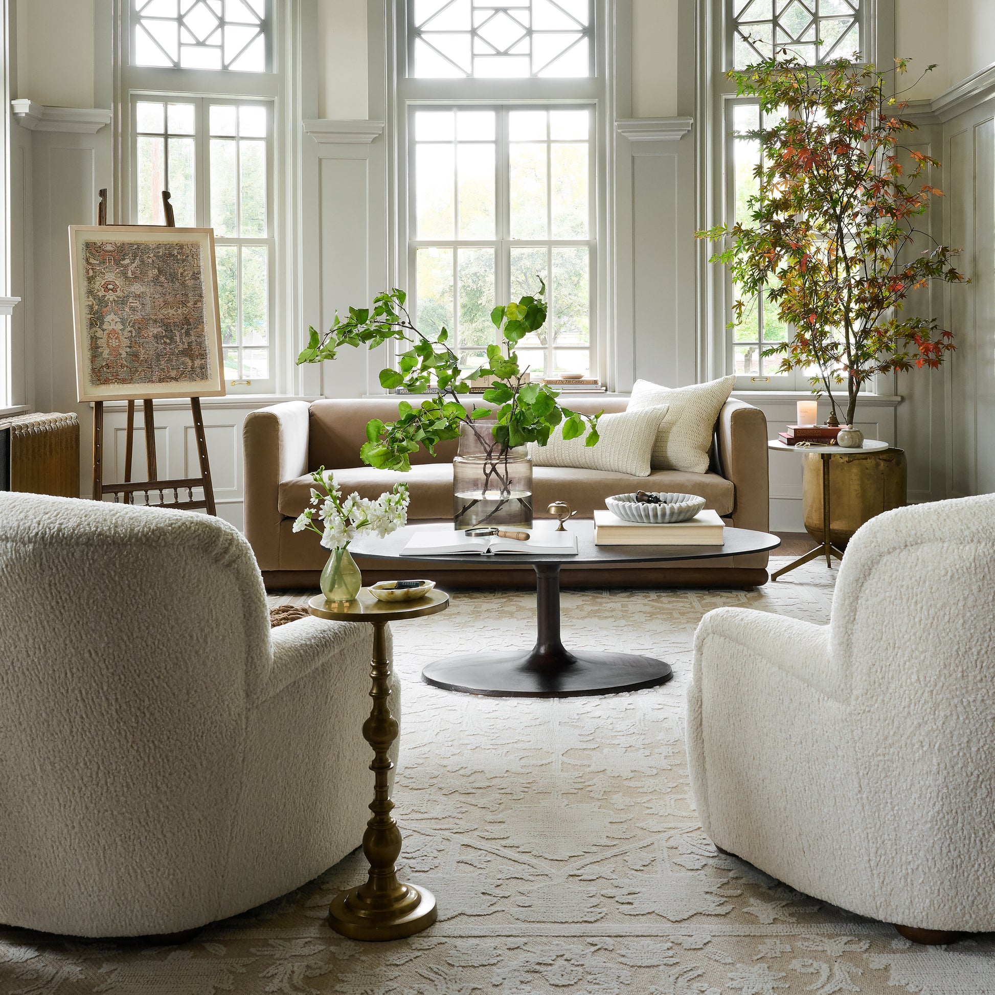 Gloria Natural Ivory Rug in living room
