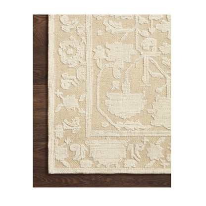 Gloria Natural Ivory Rug close up of corner of rug top view
