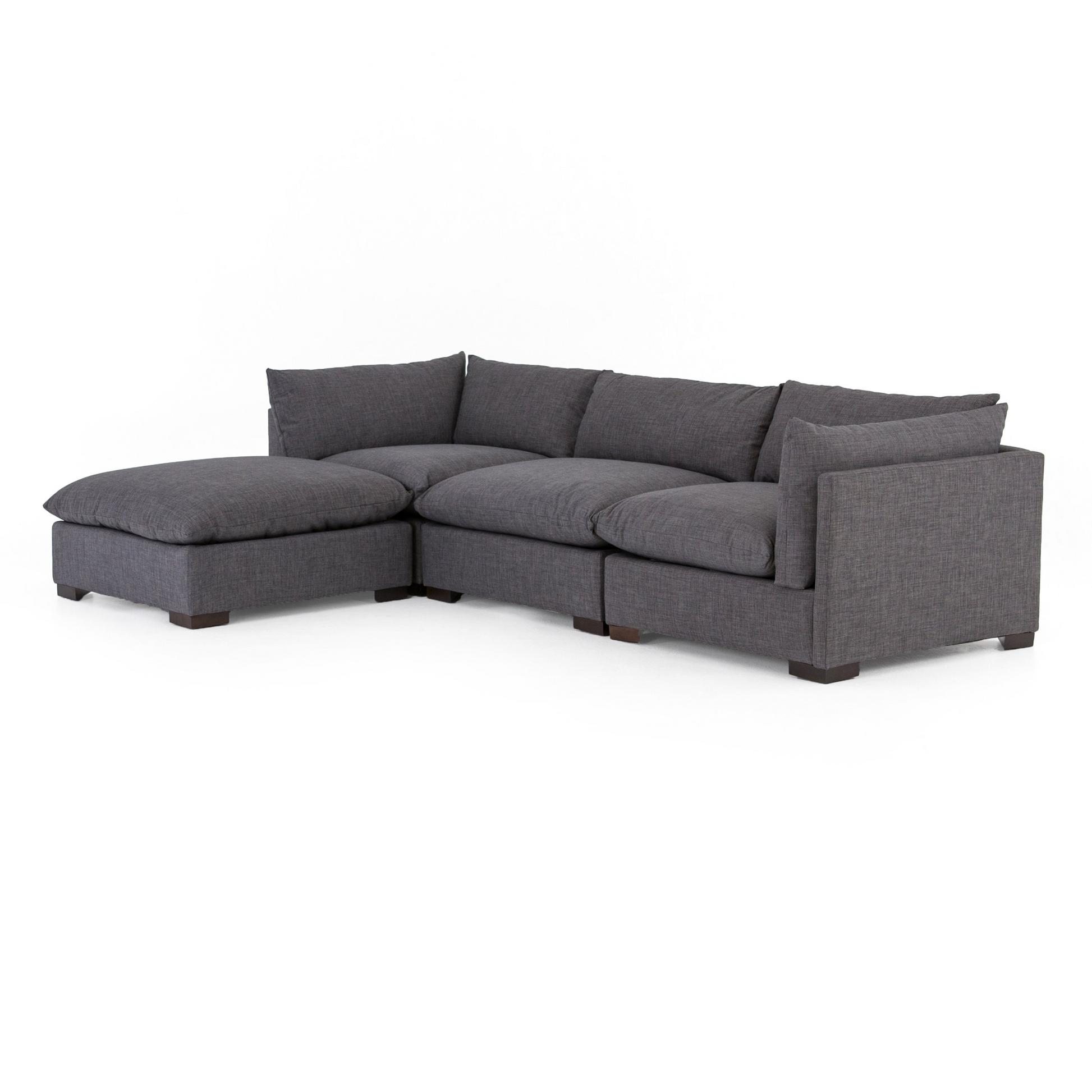 charcoal fabric sofa with ottoman
