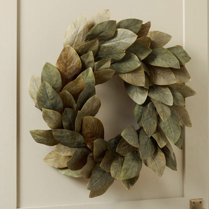 Signature Magnolia Wreath on beige door