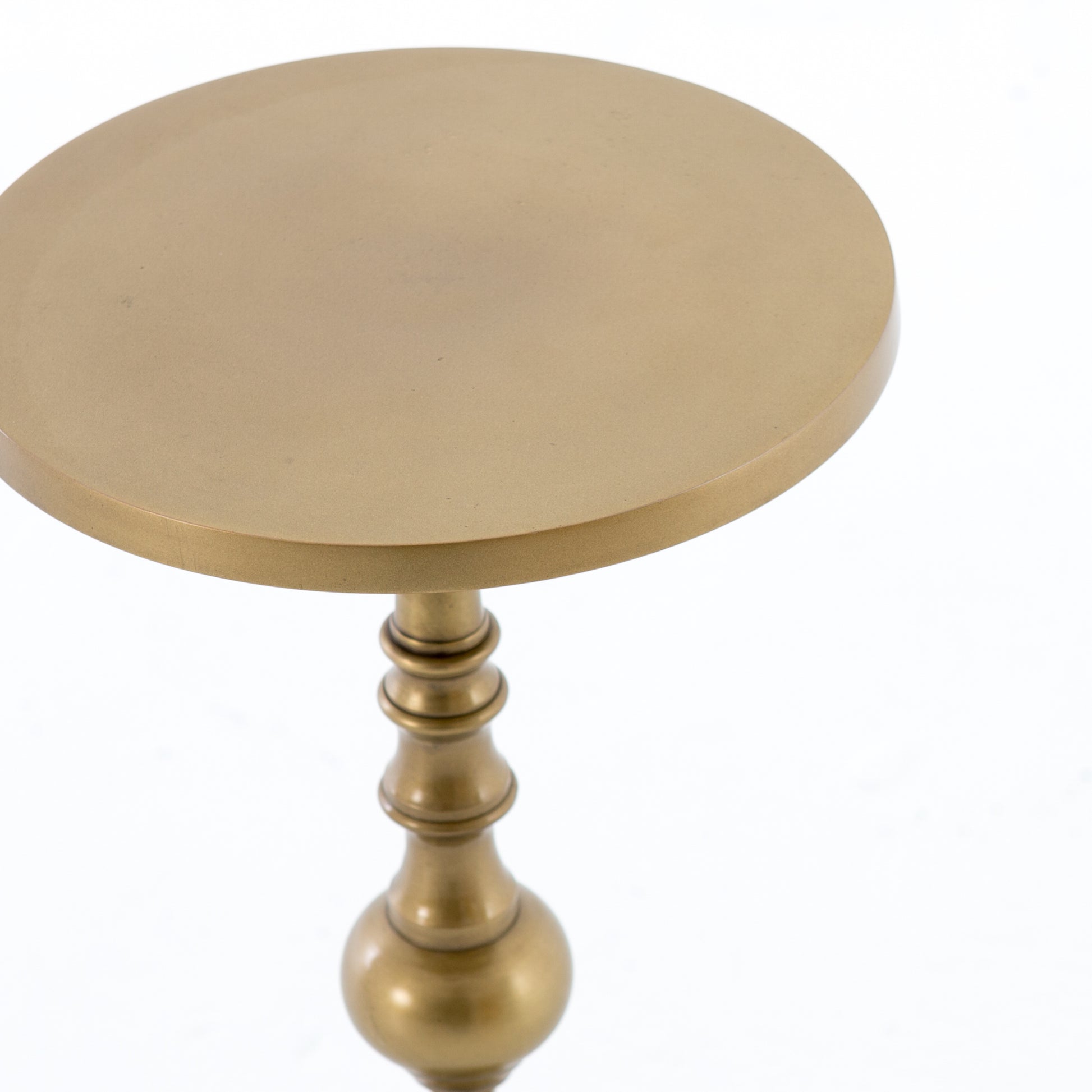 brass pedestal accent table