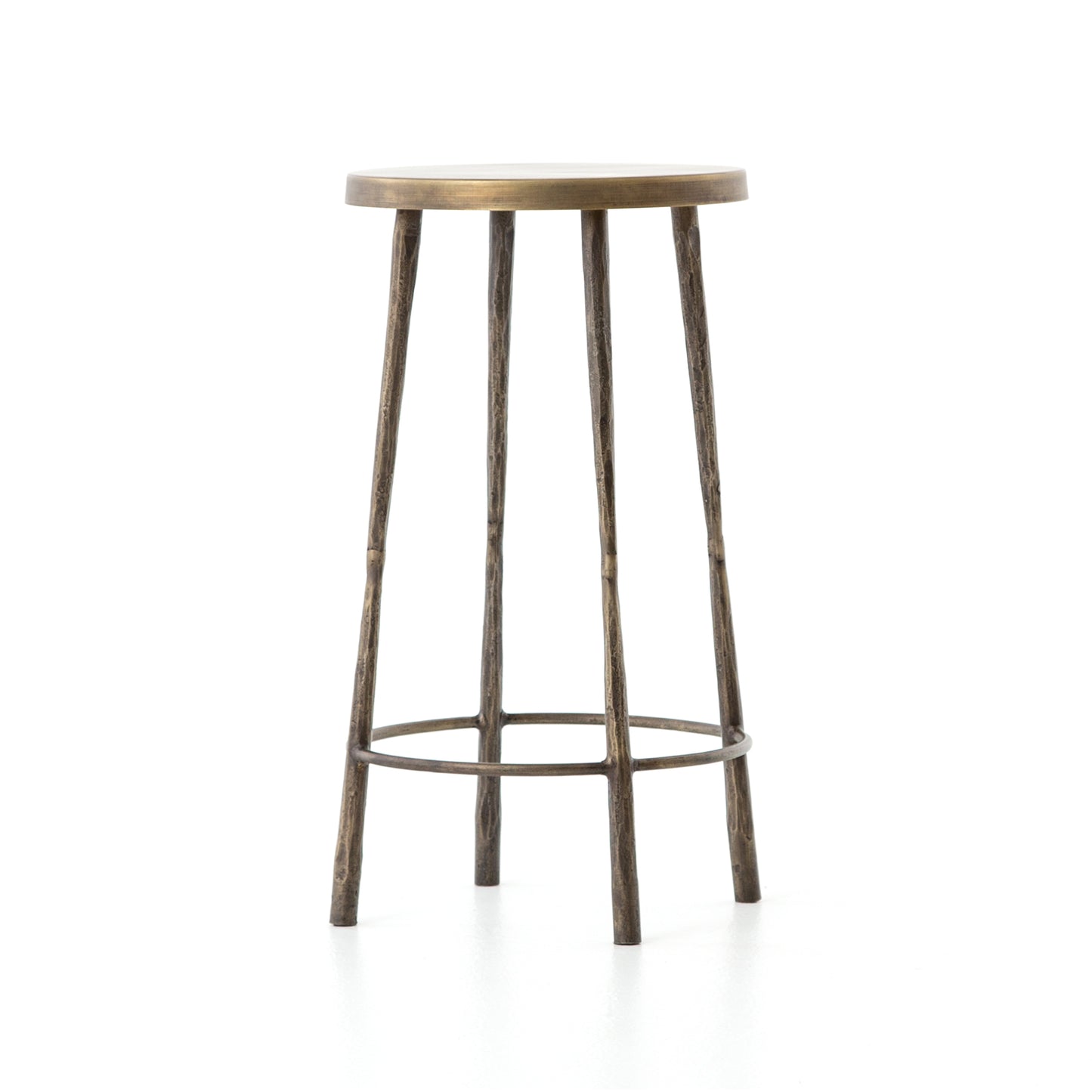 metal counter stool with antique brass finish