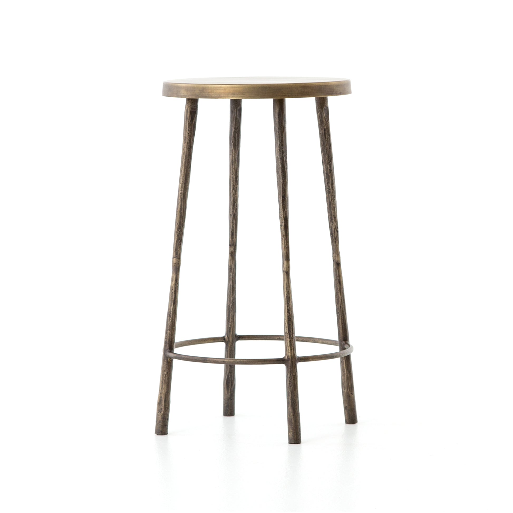 metal counter stool with antique brass finish