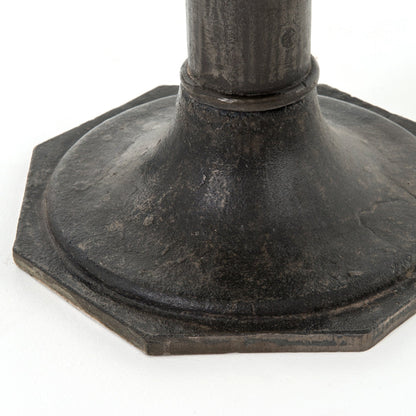 traditional metal pedestal metal end table with round marble top