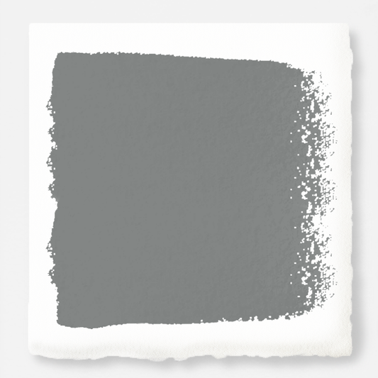 A dark gray with blue and green undertones interior paint named teak cups