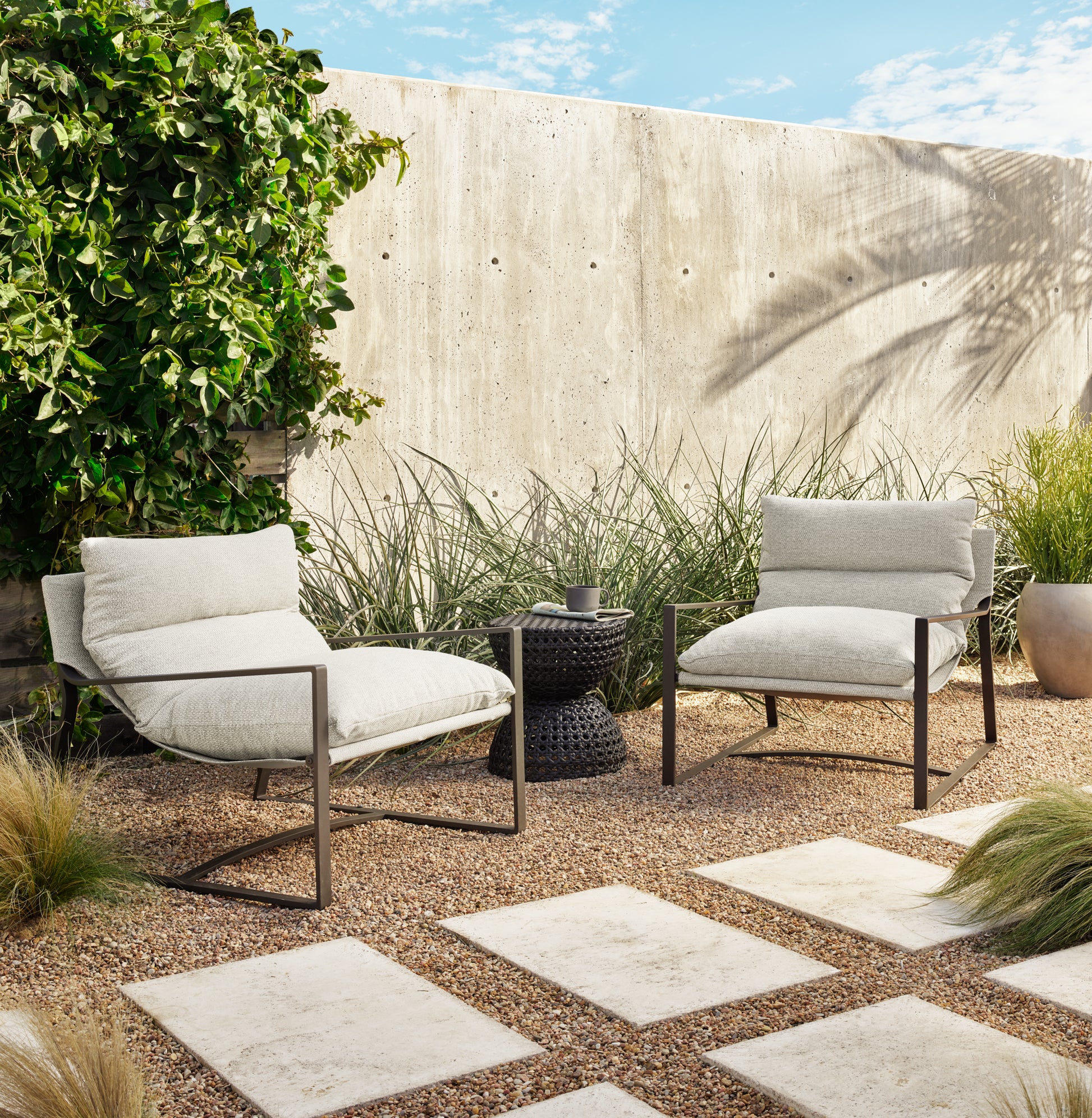 bodie upholstered outdoor sling chair for magnolia