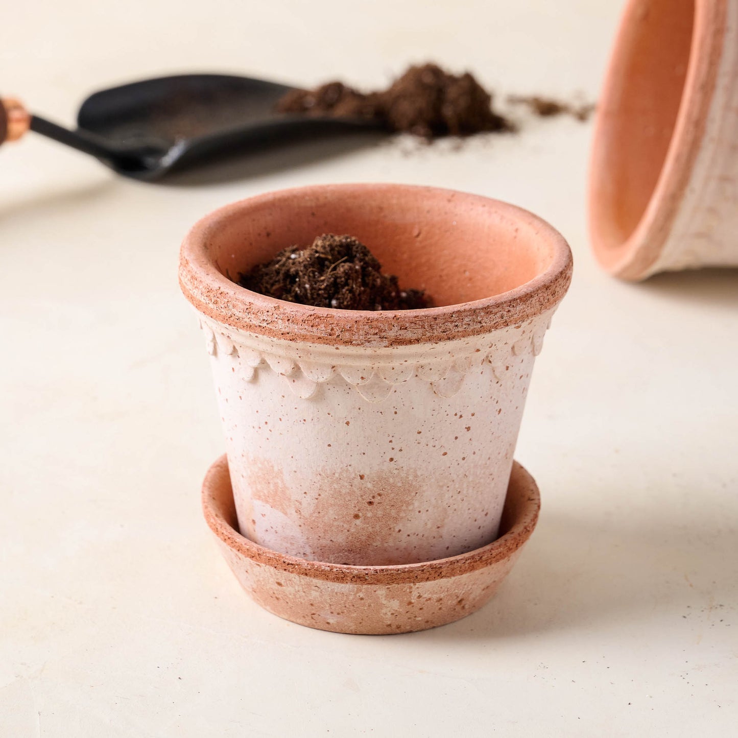 Terracotta Bergs Pot in small size with soil inside
