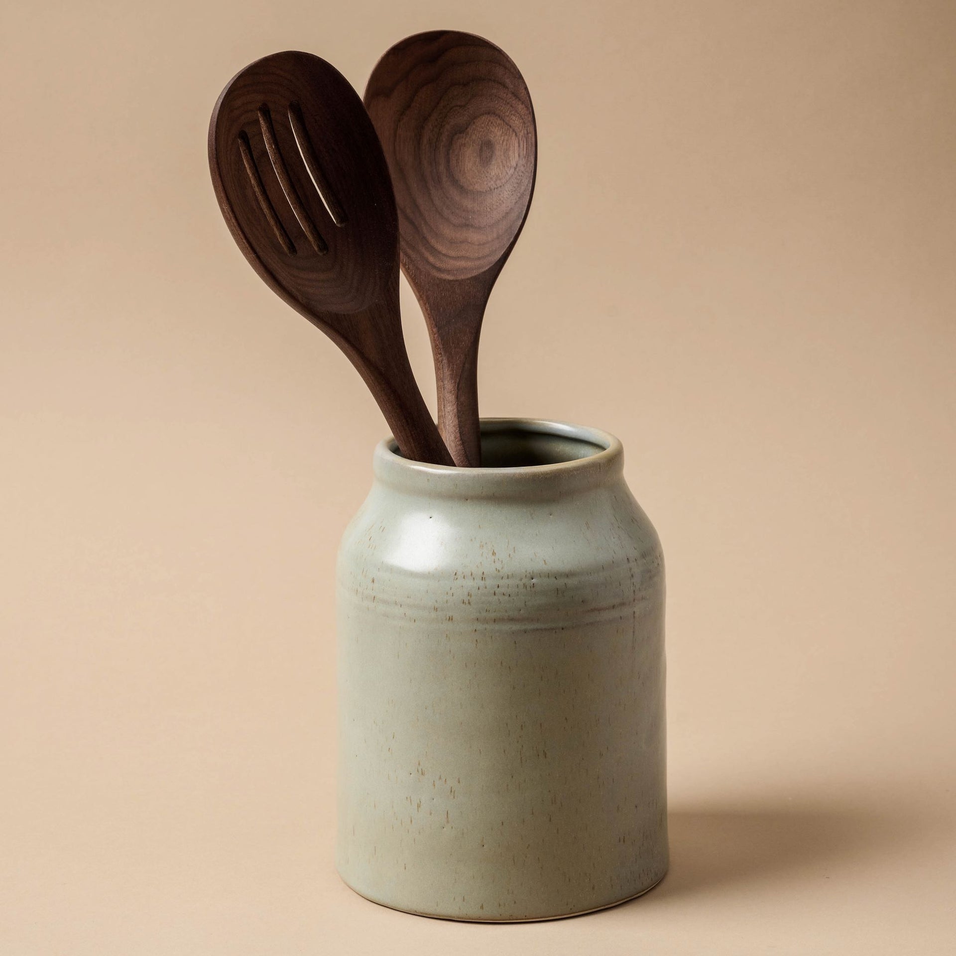 French Grey Embossed Stripe Utensil Holder