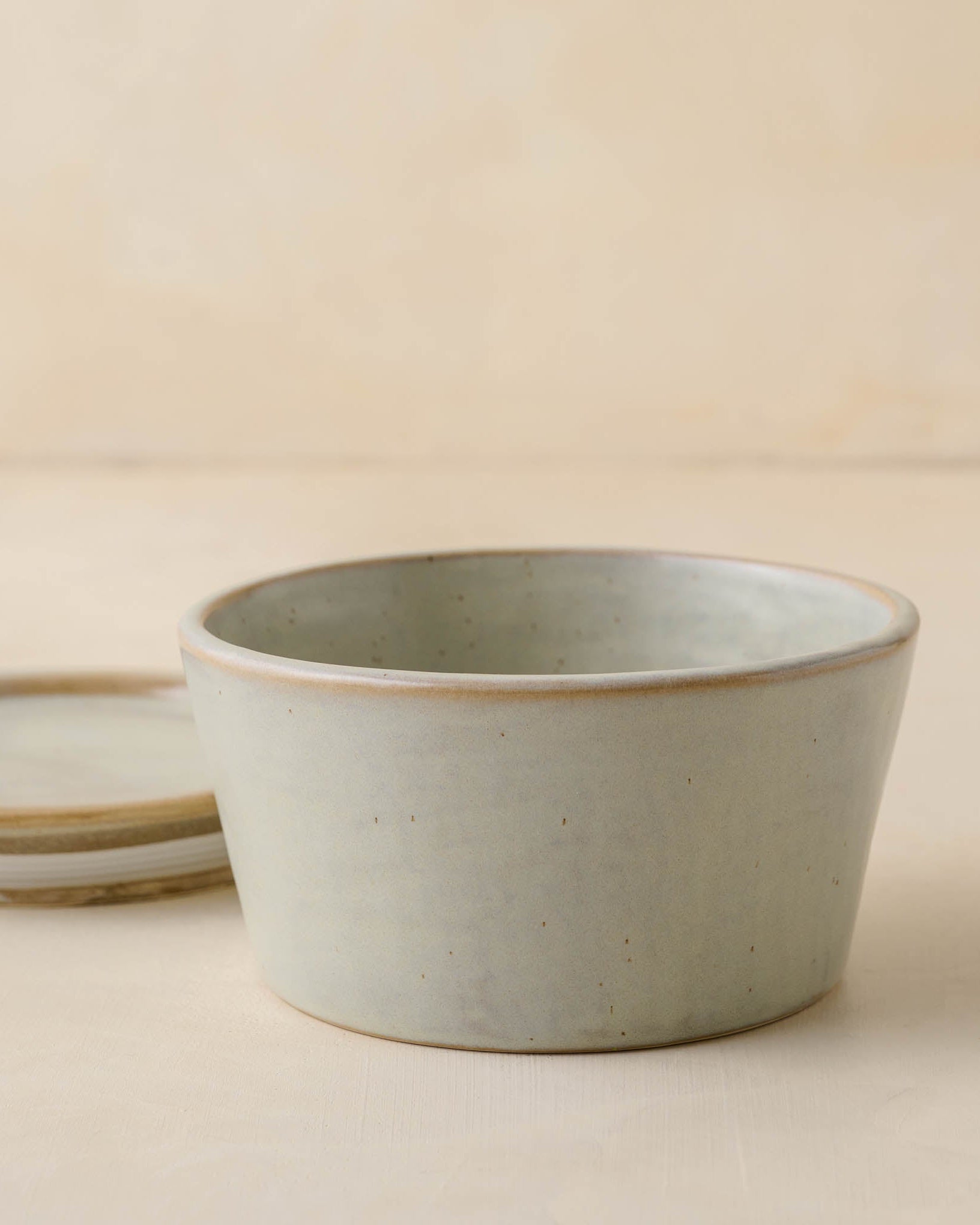 French Grey Ceramic Food Storage Bowl - Large