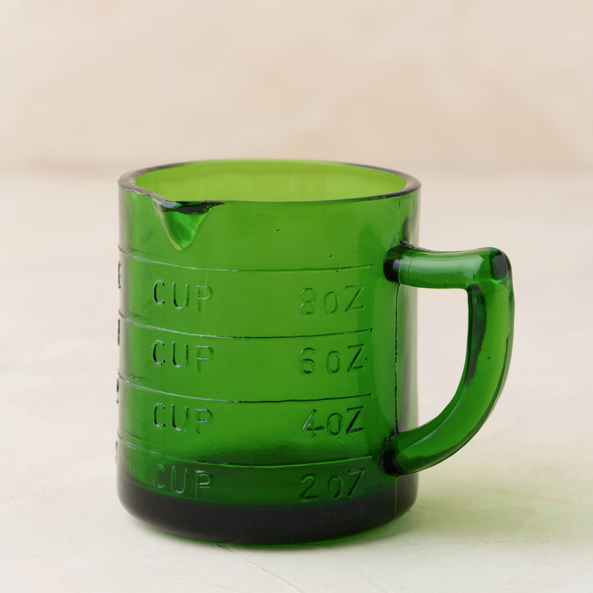 Green Glass One Cup Measuring Cup