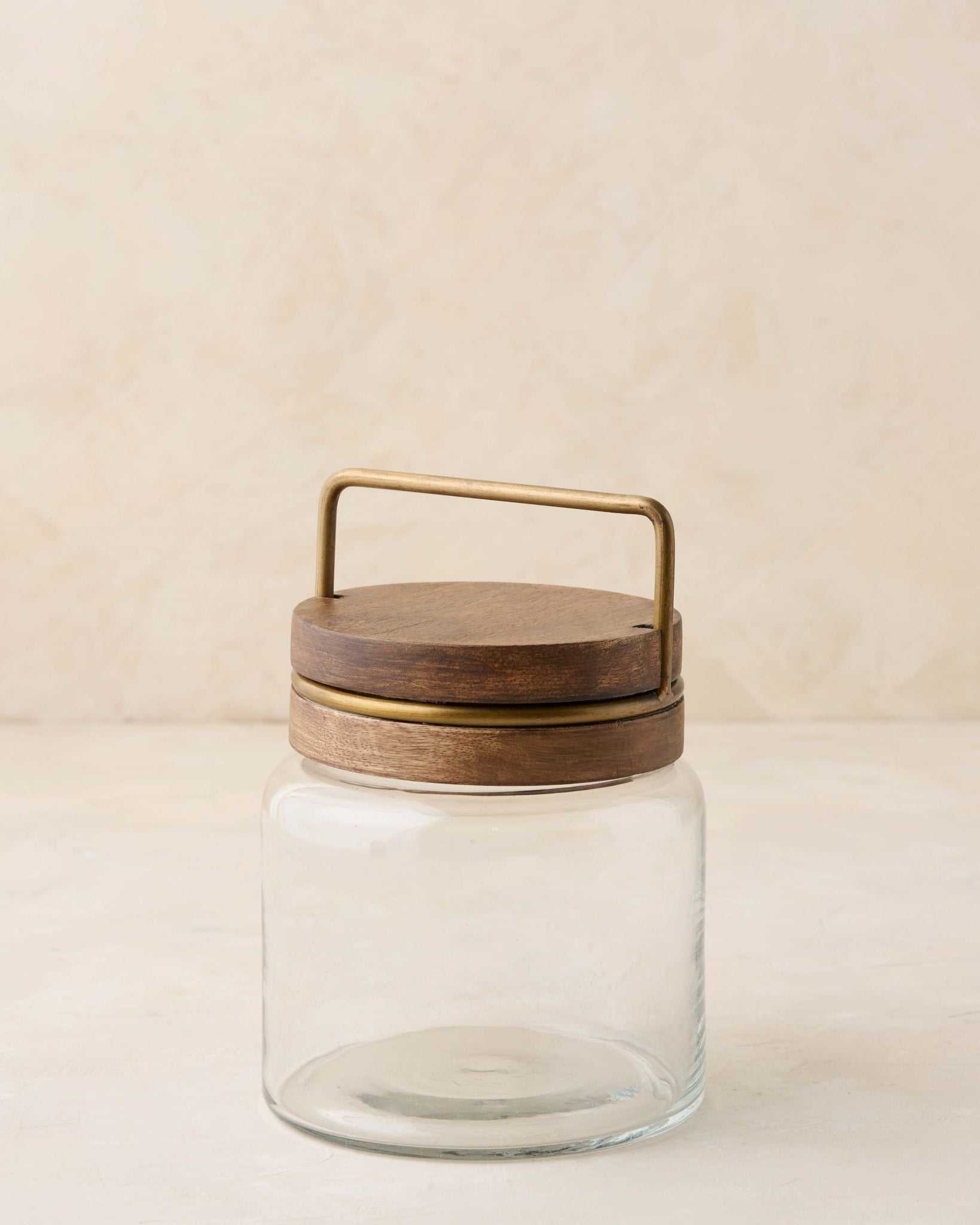 Wood with Antique Brass Canister - Small