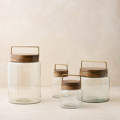 Wood with Antique Brass Canister Oversized