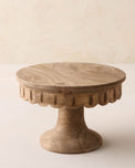 magnolia antiqued wood scalloped cake stand