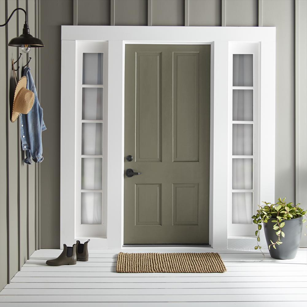 A warm olive green exterior paint