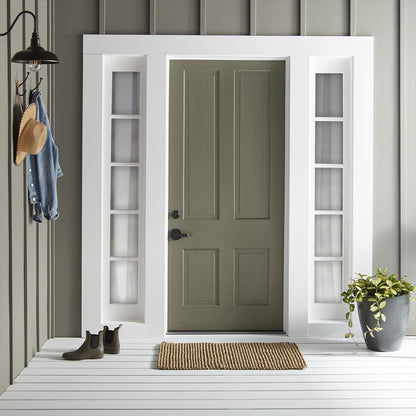 A warm olive green exterior paint