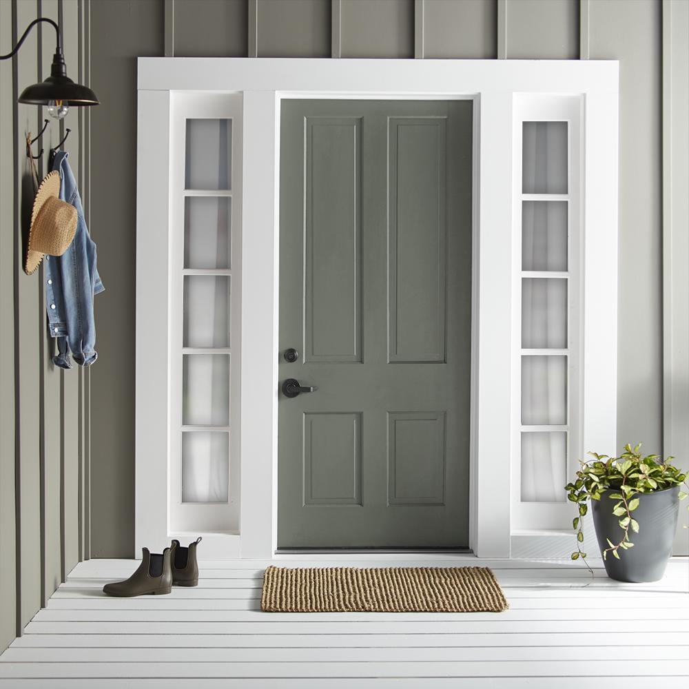 Almost army green with earthy brown and gray exterior paint