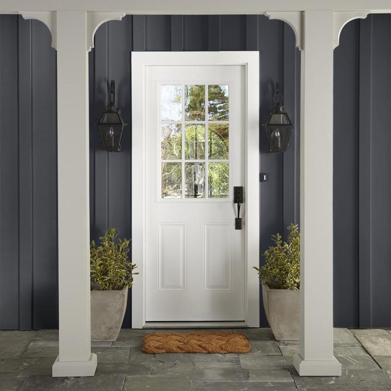 Dark black with hints of deep blue exterior paint