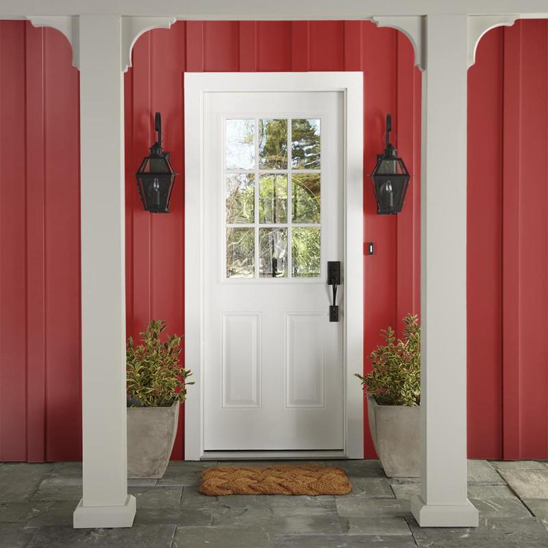 Bright pomegranate red exterior paint
