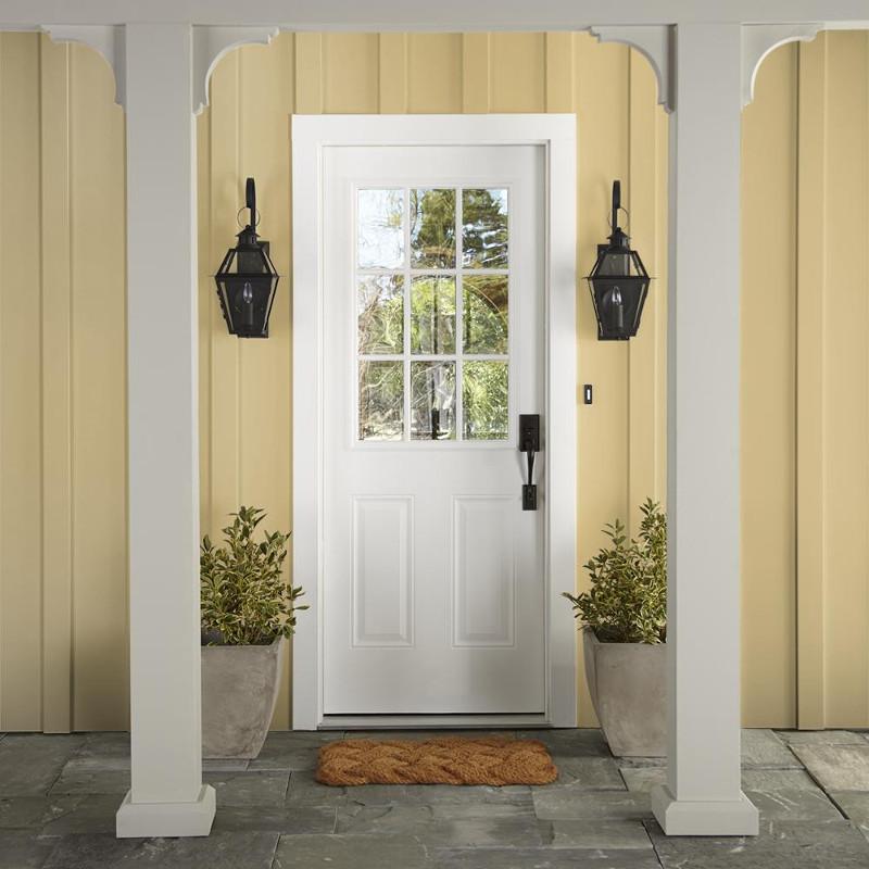 Muted midtoned yellow exterior paint