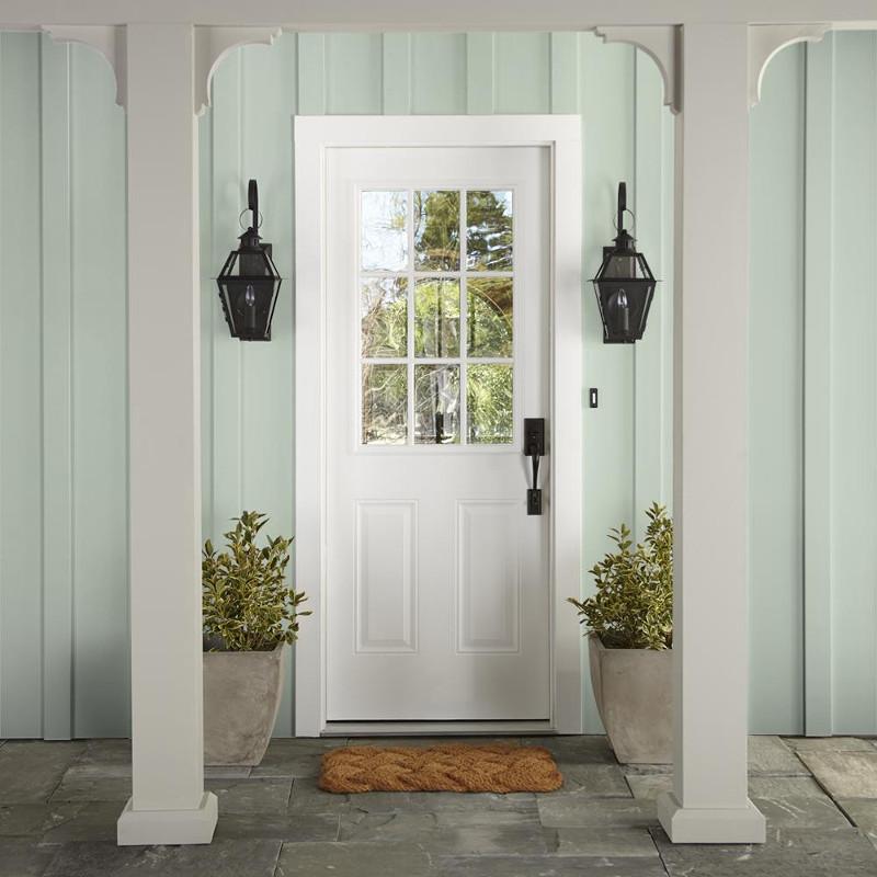 Frosty mint with green and light blue accents exterior paint